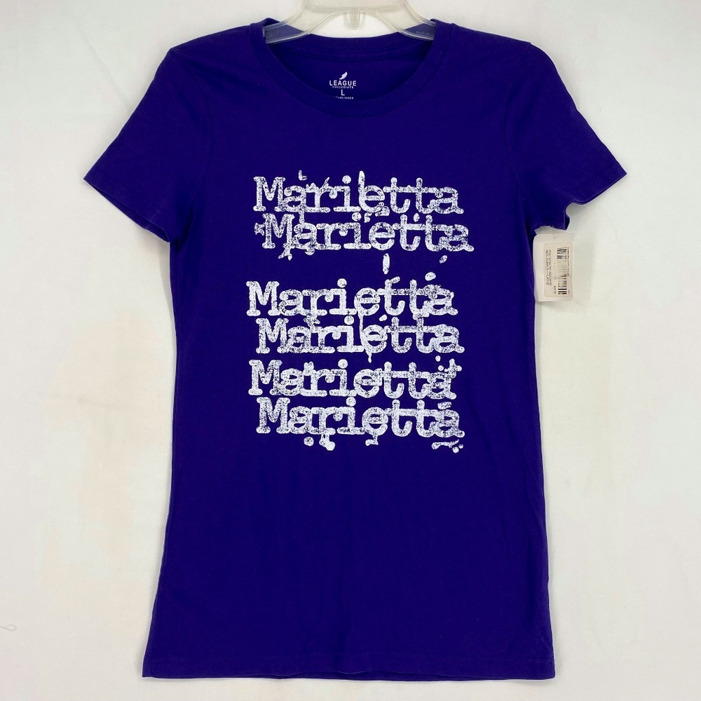 League Collegiate Juniors Large T-Shirt Deep Purple Marietta College Short Slv
